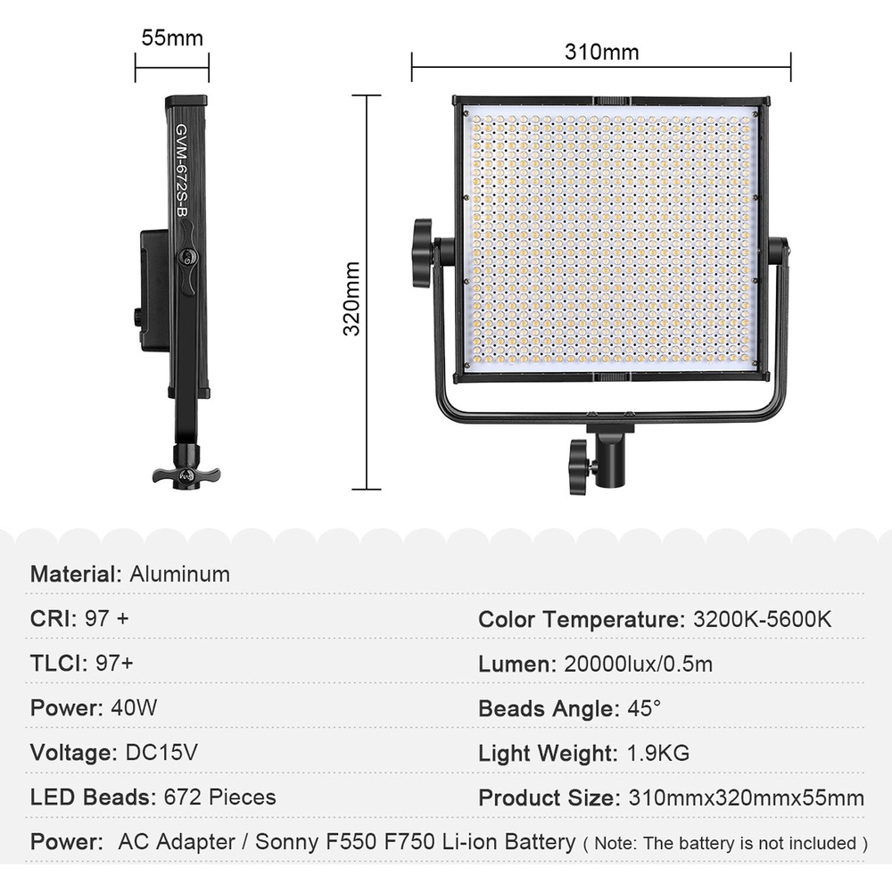 GVM GVM-672S-B Bi-Colour LED Panel (0.3m), image 7
