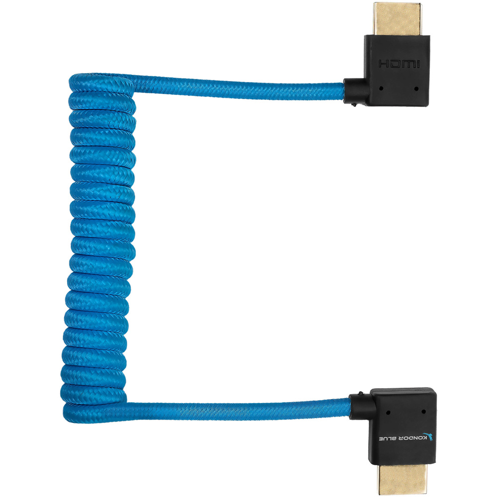 Kondor Blue Coiled Right-Angle High-Speed HDMI Cable (Kondor Blue, 30 to 60cm), image 2