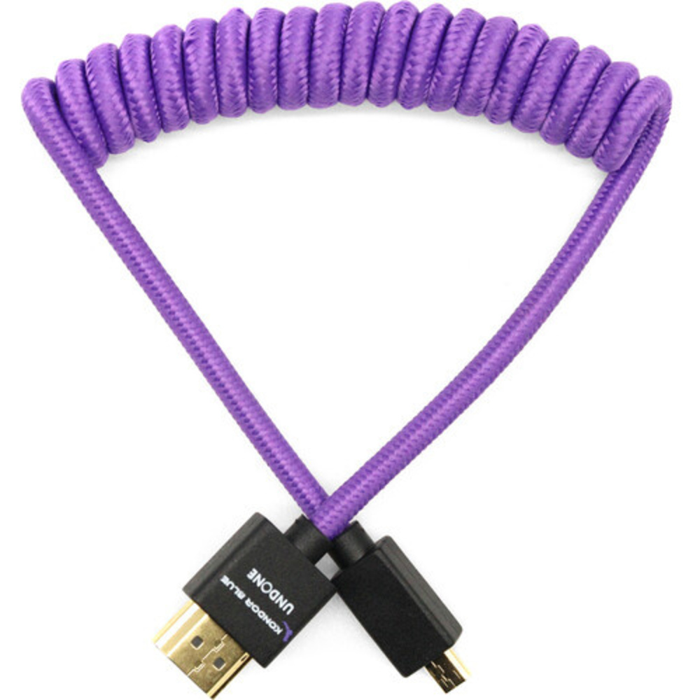 Kondor Blue Gerald Undone MK2 Micro HDMI to Full HDMI Cable 30-60cm (12"-24") Coiled (Purple), image 2