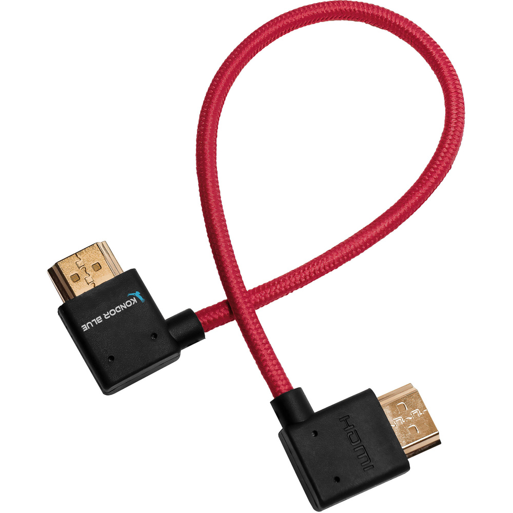 Kondor Blue Right-Angle to Left-Angle High-Speed HDMI Cable (Cardinal Red, 25cm), image 2