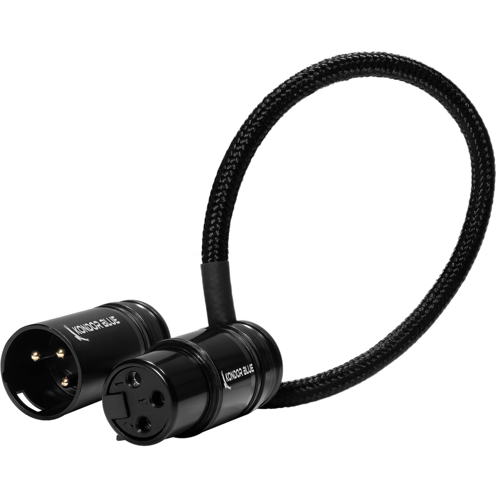 Kondor Blue Straight Low-Profile Right-Angle XLR Cable (20cm, Black)