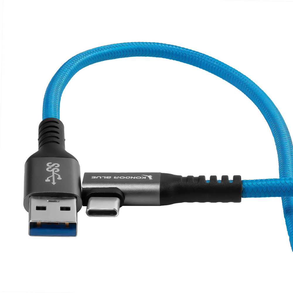 Kondor Blue USB-A to USB-C 3.0 Right Angle Cable (0.6m), image 3
