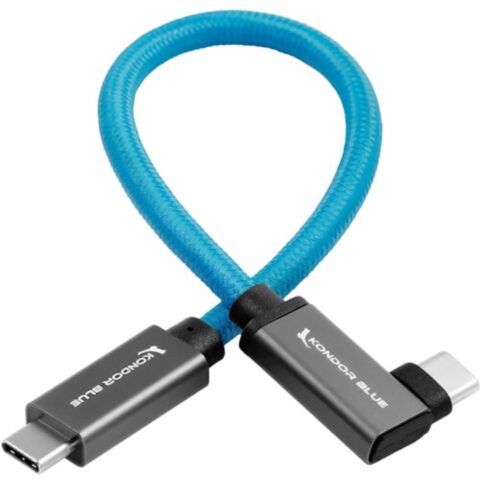 Kondor Blue USB C to USB C High Speed Cable for SSD Recording (Right Angle, 21.5cm)