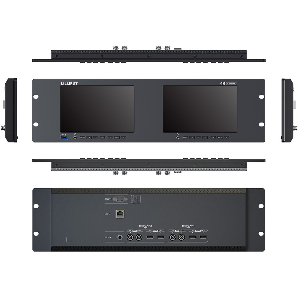 Lilliput RM7026-12G Dual 7" 3RU Rackmount 12G-SDI Monitor, image 3