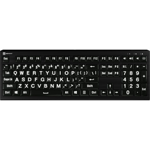 LogicKeyboard ASTRA 2 Large-Print White-on-Black Wired Keyboard (Windows, US English)