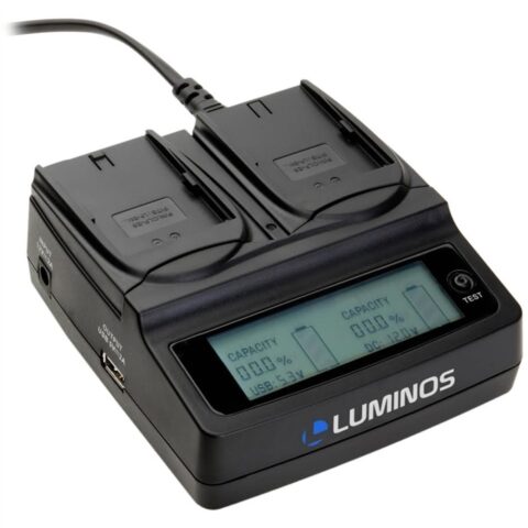 Luminos Dual LCD Fast Charger with Sony NP-F & M Series Battery plates