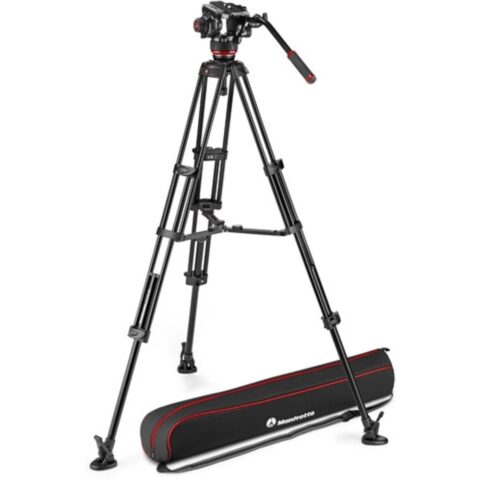 Manfrotto 504X Fluid Video Head & MVTTWINMA Aluminum Tripod with Mid-Level Spreader