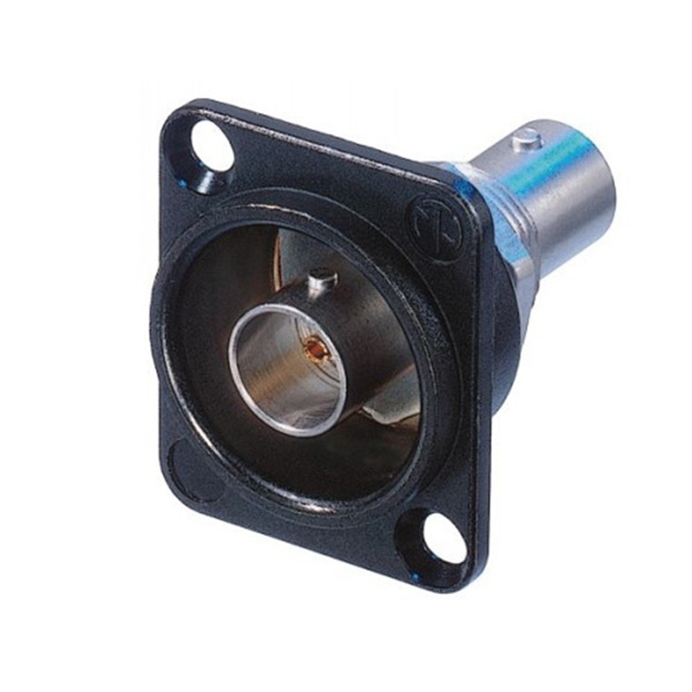 Neutrik BNC D-Shape Housing Chassis Connector (Grounded, Feedthrough, Black)