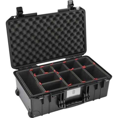 Pelican 1535Air Wheeled Carry-On Hard Case with TrekPak Divider Insert (Black, 27L)