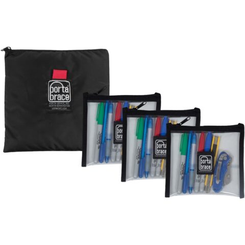 Porta Brace Three 6 x 6" (15.24 x 15.24 cm) Clear Vinyl Pouches and CS-B9 Pouch Set
