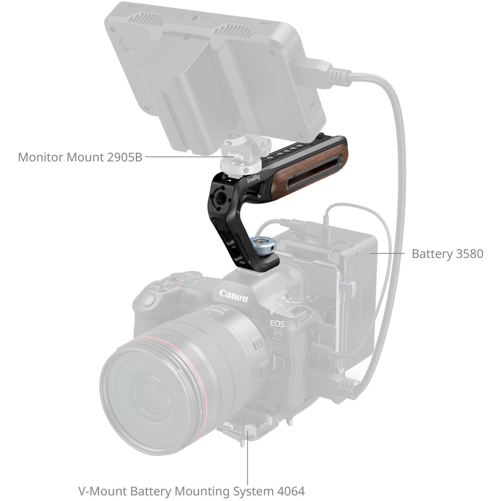 SmallRig 5250 Wooden Top Handle with Cold Shoe Mount, image 5