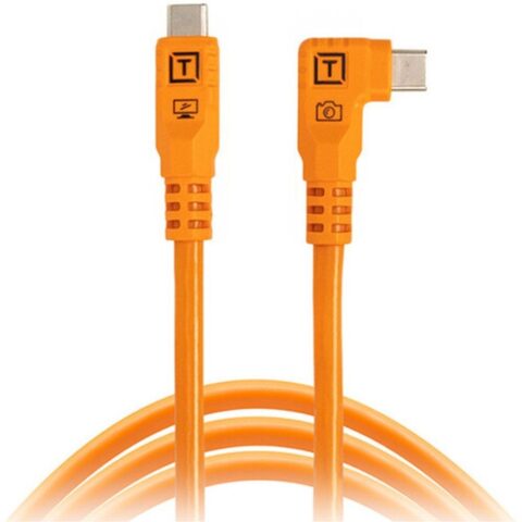 Tether Tools TetherPro Optima 10G USB-C Straight to Right Angle Cable (3m, Hi-Visibility Orange)