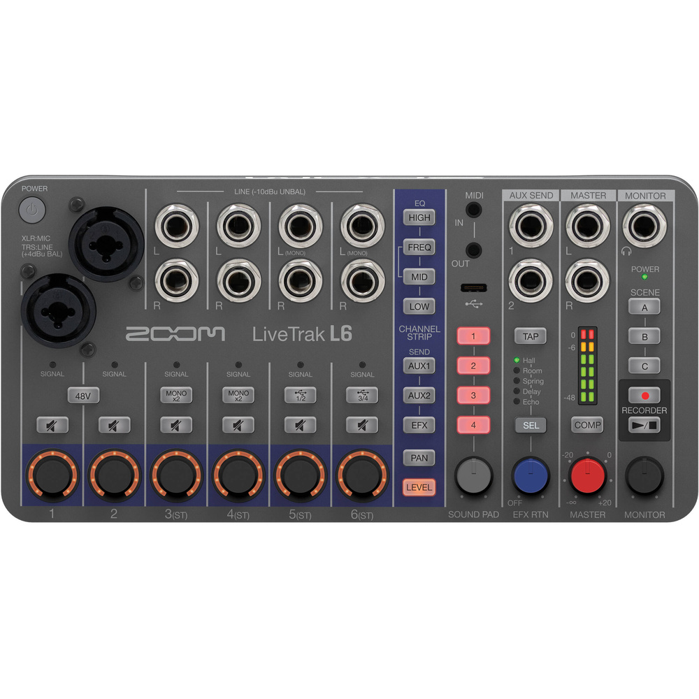 Zoom LiveTrak L-6 Portable 6-Channel Digital Mixer and Multitrack Recorder, image 4