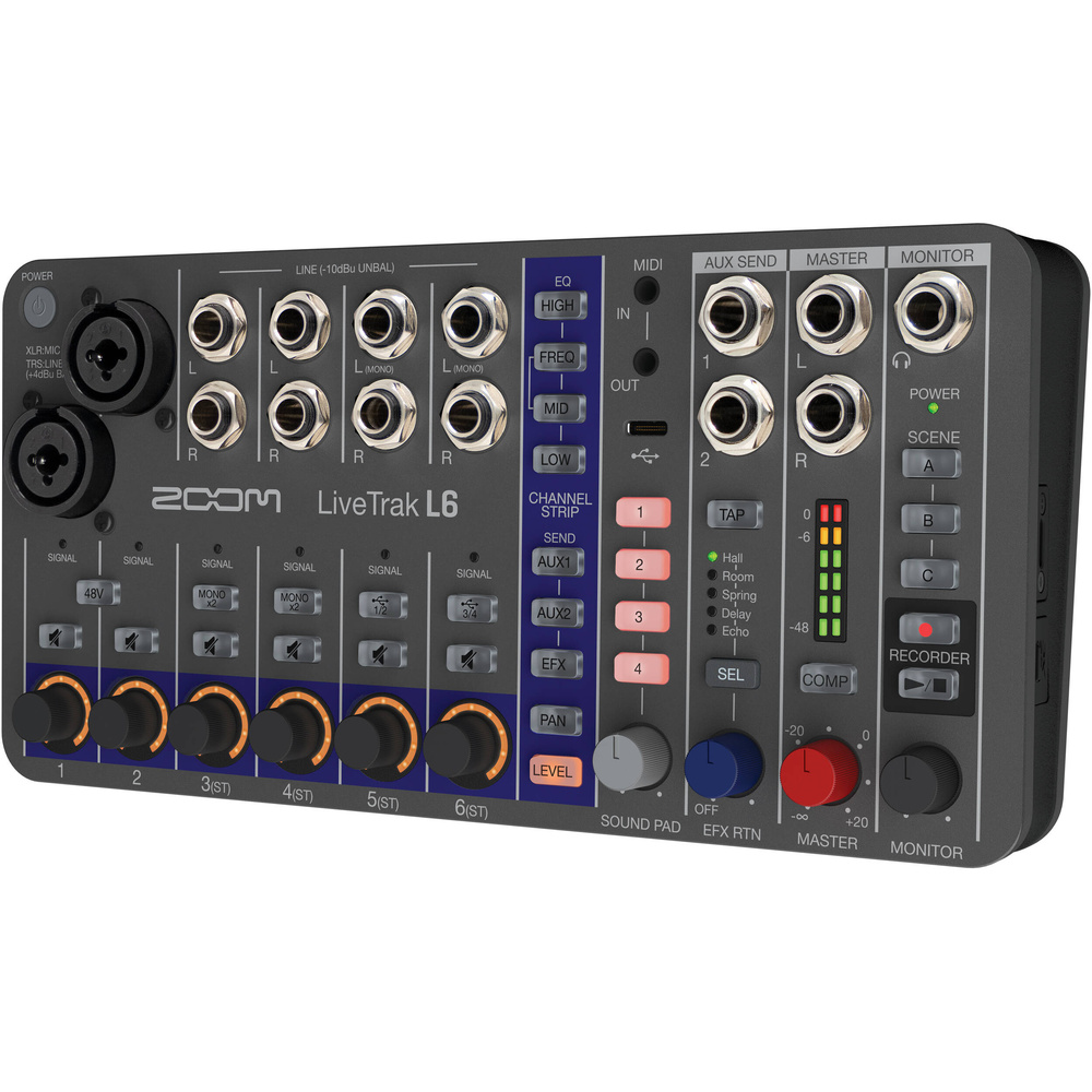 Zoom LiveTrak L-6 Portable 6-Channel Digital Mixer and Multitrack Recorder, image 5
